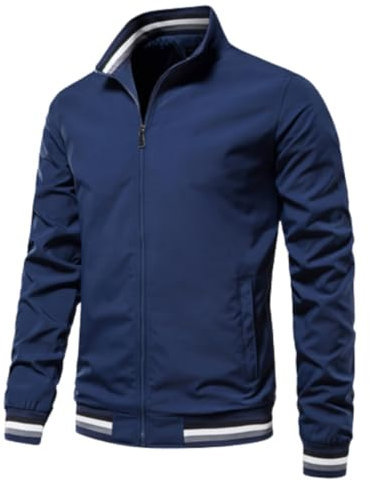 EsUkar Klassische Harrington Bomberjacke Für Herren Vintage Scooter Mantel Sommer Leichte Army Bomberjacke Mit Durchgehendem Reißverschluss Windjacke S 3XL Marineblau XXL