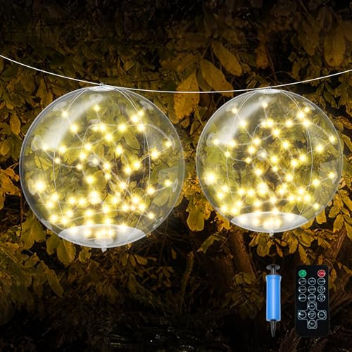 Pulsky 2Pcs Iluminación Solar Para Piscina,3000K Blanco Cálido LED Solar Powered Pool Light, Bolas Luminosas con Control Remoto Para Piscina Nieve Playa Patio Boda Fiesta Decoración Nocturna