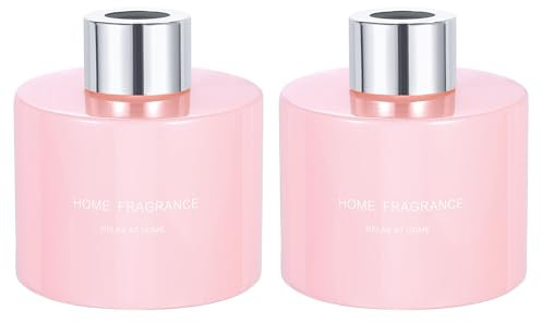 sourcing map 2pcs Empty Glass Diffuser Bottle 140ml/4.7oz Refillable Fragrance Accessories Aromatherapy Jar Container for Replacement Reed Diffuser DIY Home Bathroom Pink with Silver Tone Cap