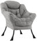 RELAX4LIFE Relaxsessel Stoff, moderner Ohrensessel, dick gepolsterter Loungesessel mit Armlehnen & Kopfkissen & Metallrahmen & Seitentasche, Einzel Sessel für Wohnzimmer & Schlafzimmer (Grau)