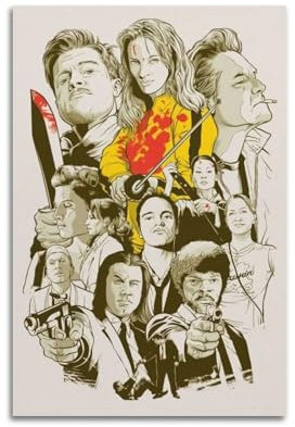 muegrbgs Quentin Tarantino Filmposter, Wandkunst, Cover, Zimmer, Vintage-Poster, dekoratives Gemälde für Wohnzimmer, Schlafzimmer, elegantes ästhetisches Poster, 50 x 75 cm, ungerahmter Stil