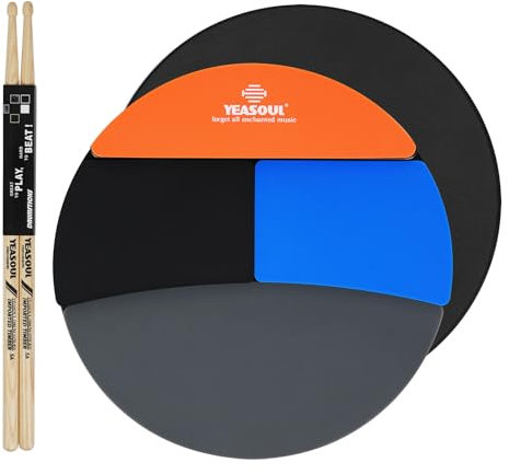 Practice Drum Pad, 4 Oberflächen Drum Practice Pad, Silent Practice Pad für Drumming mit unterschiedlicher Spielfläche mit 1 Paar Drumsticks (Stil 1)