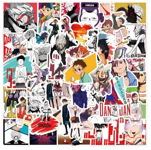 50Pcs Anime Stickers Laptop Car Scrapbook Phone Skateboard Suitcase Luggage Bike Dandadan Vinyl Waterproof Aesthetic Personalised Stickers for Teens Boys Girls Adults
