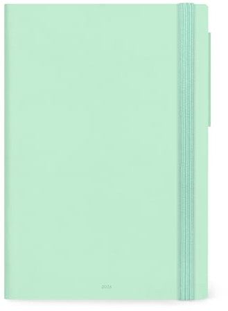 LEGAMI - Großer Tageskalender 2026, Pastel Mint, 12 Monate, groß, Verschluss mit Gummiband, Tagebuch von Januar 2026 bis Dezember 2026, aus FSC-zertifiziertem Papier, 17 x 24 cm