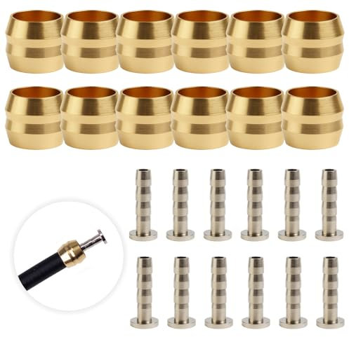 Lot de 12 Olives et Inserts BH90 pour Durite de Frein à Disque Hydraulique Vélo, Pièces de Rechange Compatibles M615 M675 M7000 M8000 M9000, Raccords Laiton Haute Pression