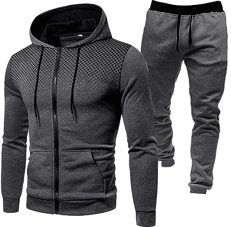 RUMAOZIA Tracksuit Set Men Regular Fit Sports Suit 2-Piece Jogging Suit Hip Hop Streetwear Teenager Sportswear Winter Padded Tracksuit with Hoodie and Jogging Pants Sports Suit, Z04 grey, 3XL