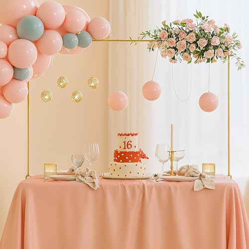 Relaxdays Tischbogen, ausziehbar, H: 78,5–118 cm, B: 107–265 cm, Metall, Geburtstag & Hochzeit, Dekostange Tisch, Gold