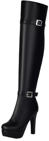CUTEHEELS Bottes monochromes pour femme - 11,5 cm - Talon bloc - Pour l'hiver - Robuste
