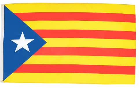 AZ FLAG - Bandera Cataluña Estelada Blava - 90x60 cm - Bandera Catalana Independentista – Catalunya 100% Poliéster Con Ojales de Metal integrados - 50g - Colores Vivos Y Resistente A La Decoloración