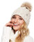 ELIMELI® Damen Winter Mütze warme Strickmütze Wintermütze mit Bommel Slouch Strick Beanie Damen für Winter Bommelmütze Hergestellt in EU Farbenauswahl 15568 (Beige)