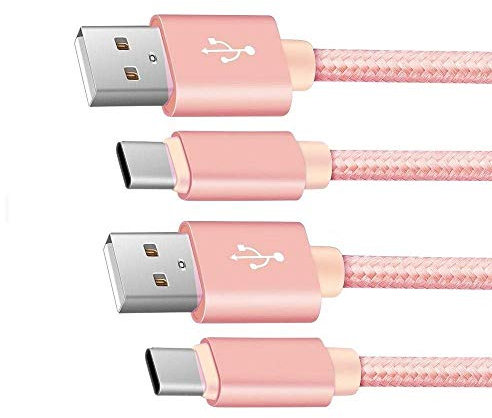 NWNK13 USB C CableType C Fast Charging Cable for Samsung Galaxy S10 lite a91 ultra Nylon Braided Android Phone Charger Lead Wire Sync Cord rosegold 1mt