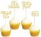 Gyufise 24Pcs Gold Glitter 65th Birthday Cupcake Toppers Hello 65 Sixty Five Cake Toppers 65 & fabulous Cupcake Picks for 65th Birthday Cake Decorations Supplies