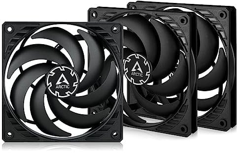 ARCTIC P12 Slim PWM PST (3 Pack) - PC Fan, 120mm Fan, PC Case Fan with PWM Sharing Technology (PST), Pressure-optimised, Quiet motor, Computer, Extra slim, 300-2100 rpm - Black