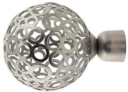 GIRASOLE HOME® Endstück für Gardinenstange mit einem Durchmesser von 18-20 mm, 2 Stück aus Eisen (satiniertes Nickel)