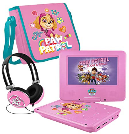 Paw Patrol Lecteur DVD Portable avec Casque Assorti et Sac de Transport Rose 7