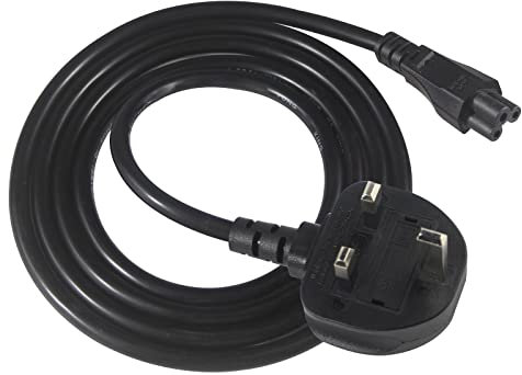 KC CABLE UK Laptop Power Cable 2M, BS 1363 to C5 Cloverleaf, 13A 250V, Heavy Duty 16AWG 1.0mm2, Replacement Cord for Laptops and Printers