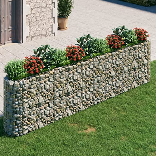Chusui Gabionen-Hochbeet, Kräuterspirale, Hochbeet Im Garten, Pflanzkübel, Pflanzsteine, Verzinktes Eisen 400x50x100 cm