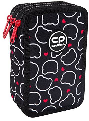 CoolPack XXL Federtasche Federmappe 3-Fach Schulstiftetui, dreifaches Federmäppchen, Federmäppchen für Mädchen, Jungen, Federmäppchen 44-teilig gefüllte Schüleretui 3-stöckig, Bear