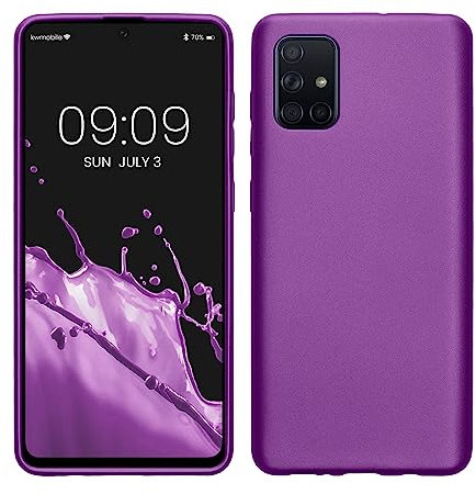 kwmobile Case kompatibel mit Samsung Galaxy A71 Hülle - Schutzhülle aus Silikon metallisch schimmernd - Handyhülle Metallic Violett