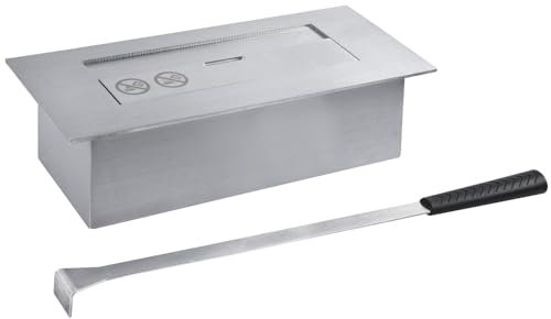 HEKERS Chambre de combustion au bioéthanol à double paroi en acier inoxydable - 1,5 l - Design carré, éponge en céramique, flamme réglable