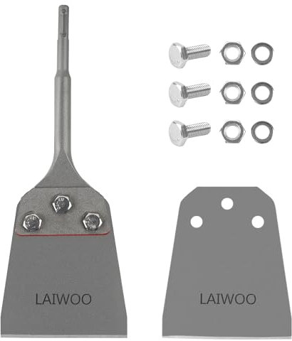 LAIWOO SDS Plus Spachtelmeißel,100 mm Fliesenmeißel SDS Plus Meißelkopf mit Ersatzklinge, Fliesenspachtel für Hammerbohrer, Fliesenspachtel Kleberentferner