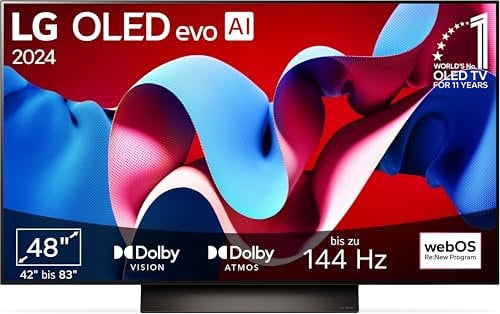 LG OLED48C47LA TV 48 (121 cm) OLED evo Fernseher (α9 Gen7 4K AI-Prozessor, webOS 24, Dolby Vision, bis zu 120Hz) [Modelljahr 2024]