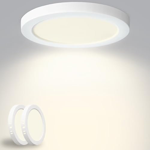 Yexati Plafon LED Techo 18W 1800LM, IP44 Lámpara Techo Delgada 4500K Blanco Neutro, Lampara de Techo Redondo Plana Ø220mm Driver Incluido. para Dormitorio Baño Cocina Balcón Pasillo Oficina 2 Pack