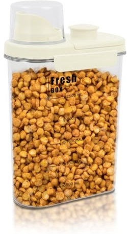 Vorratsdosen Set mit Deckel Luftdicht, Vorratsbehälter Küchen Aufbewahrung Organizer Spender für Trockenen Lebensmittel Schüttdose Müsli Getreide Mehl (1er Set x 2.8L - Creme Weiß)