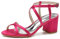 HFWXYSA Sandali da donna con tacco a punta aperta e cinturino alla caviglia, tacco grosso, scarpe da festa in raso, scarpe da sposa, Fucsia, 42 EU