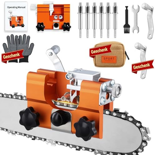 KettensäGe SchäRfgerä KettensäGenschäRfer Handkurbeln Kit Mit 6 SchäRfköPfen KettensäGen (Rot)