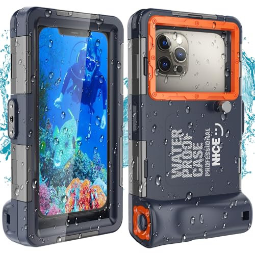 Towevine 2026 Unterwasser-Schutzhülle für iPhone 17/16/15/14/13/12 Pro Max/Galaxy S26/S25/S24/S23 [15 m] Professionelle wasserdichte Schutzhülle für Tauchen, Unterwasser-Foto-Video-Abdeckung, Orange