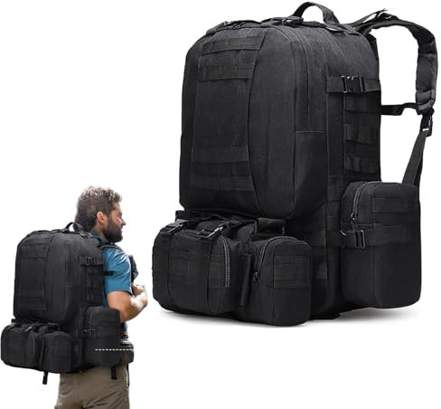 60L Militär Taktischer Rucksack, Herren und Frauen Outdoor Rucksack Tactical Backpack MOLLE Abnehmbare Tagesrucksack Wasserdicht Trekkingrucksäcke für Outdoor Wandern Camping Bergsteigen Reisen
