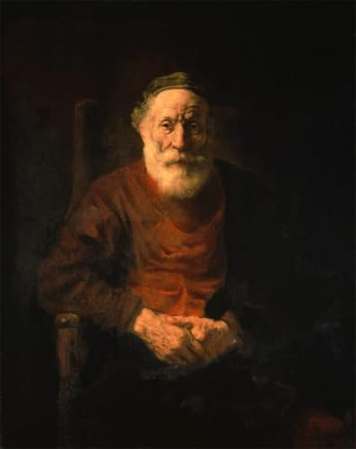 RZHRHJES Moderne Drucke Wandkunst Malerei Bilder Druck Wandgemälde Porträt eines alten Mannes in einem roten Gewand von Rembrandt Van Rijn Poster Bilder für Wanddekoration 60x90cm