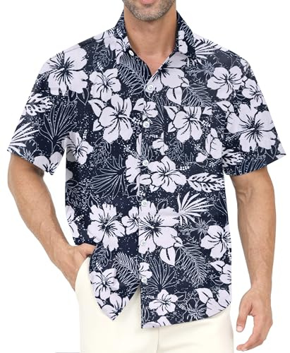 Gavliuu Hawaienne Homme à Fleurs été avec Poches Plage Tropicale Chemise | Léger, Chemise à manches courtes à boutons, Vacances, Décontracté, Voyage