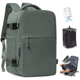 SZLX Vakuum Rucksack Ryanair Handgepäck 40x30x20 Wizzair Reiserucksack Flugzeug für Damen Herren, Laptop Rucksack 14 Zoll Wasserdicht Untersitz Kofferrucksack mit Schuhfach,Vakuum Koffer mit Pumpe