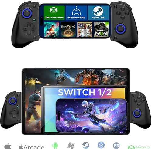 Megadream Mobile Gaming Controller for iPad/Tablet (Up to 10.2inch) Bluetooth Controller for PC/Switch/PS3 with Hall Trigger, Macro & Turbo, Streaming for Xbox/PS5/PS4/PC, Cloud Gaming - Black