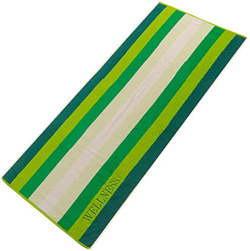 aqua-textil Wellness Saunatuch Doppelpack 80 x 200 cm Streifen grün Baumwolle Frottee Sauna Handtuch Strandtuch