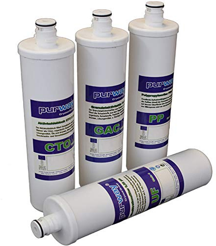 purway® Wasserfilterset 4 Patronen Set für QUICK 7 Osmoseanlage | Vorfilter Set schützt Membrane und verlängert die Lebensdauer von Osmoseanlagen Austausch aller 6 Monate