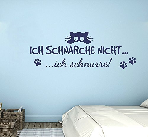 tjapalo® dubl-pkm302 wandtattoo schlafzimmer modern katze spruch ich schnarsche nicht ich schnurre (B140 x H48 cm)