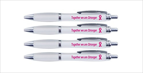 printedproducts Cancer Awareness Pens Together We Are Stronger X 4 (White)