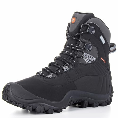 XPETI Men’s Thermator Mid-Rise Waterproof Hiking Boot Insulated Non-Slip Black 9.5