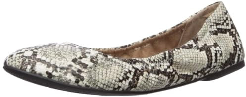 Amazon Essentials Women's Belice Slip On Ballet Flat, Black White Faux Snake Skin, 7.5 UK