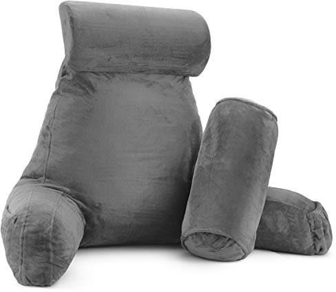 Clara Clark Premium Shredded Memory Foam TV Pillow, Gray, Large