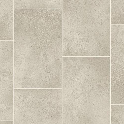 247Floors Tile Style Magic Vinyl Flooring Realistic 2.8mm Thick Slip Resistant Foam Backed Lino (Cream Stone Tiles, 2.5m x 2m / 8ft 2 x 6ft 6)