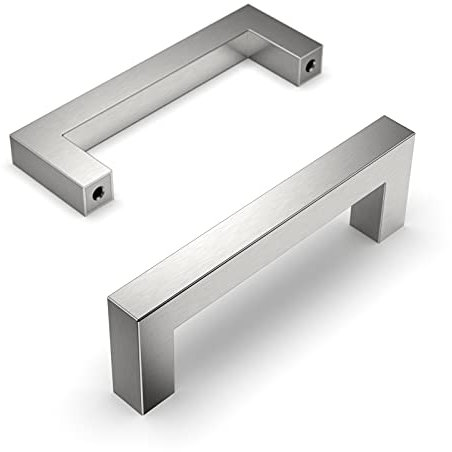 Amerdeco 10 Stück Möbelgriffe Edelstahl Gebürsteter Nickel Schrankgriffe Küchengriffe 96mm Lochabstand Schubladen Griffe Schubladengriffe Griffe für Küchenschränke Kleiderschrank