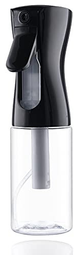 Hair Spray Misting Bottle, 6.8 oz/200ml Refillable Fine Mist Sprayer Bottle, Ultra Fine Continuous Water Mister For Salon, Gardening, Plants & Skin Care (clear black)