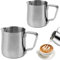 2 Pièces Pichet à Lait en Acier Inoxydable, Faire Mousser Pichet, Acier Inoxydable Pichet à Lait, Latte Art Pitcher, Mousse de Lait pour Cappuccino et Latte Art (200 ml / 350 ml)
