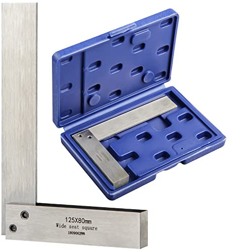 TOOLCOOL Maschinisten-Anschlagwinkel, 90 Grad, rechtwinkliges Lineal, präzisionsgeschliffen, gehärteter Stahl, 125 x 80 mm