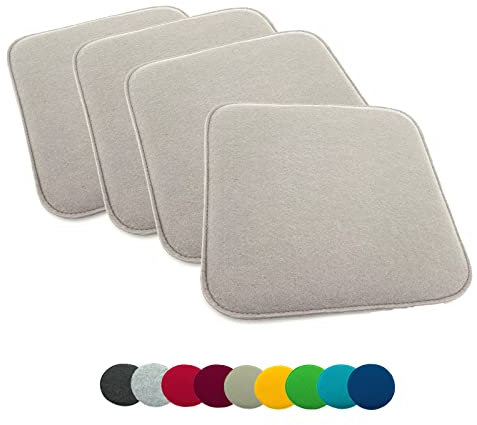 heimtexland ® 4er Pack Sitzkissen Filz Stuhlkissen Bodenkissen Polster Stuhlauflage Indoor Outdoor Kissen eckig Typ631 Filzkissen Sand 35x35 cm 4 Stück