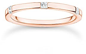 THOMAS SABO Bague pour femme avec pierres blanches en argent sterling 925 plaqué or rose 750 TR2396-416-14, 54, Argent sterling, Zircone cubique